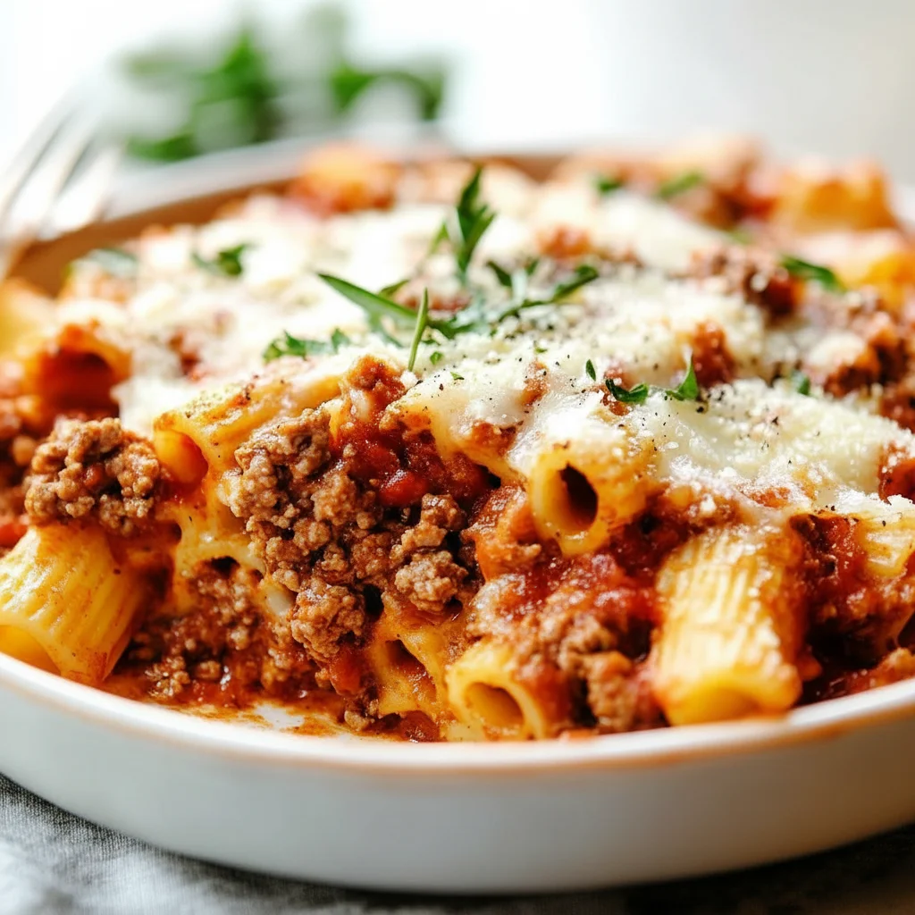 Baked Ziti Ground Beef Recipe Cheesy