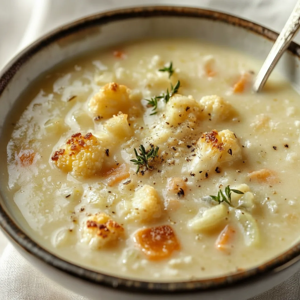 Cheddar Cauliflower Roasted Garlic Soup Recipe
