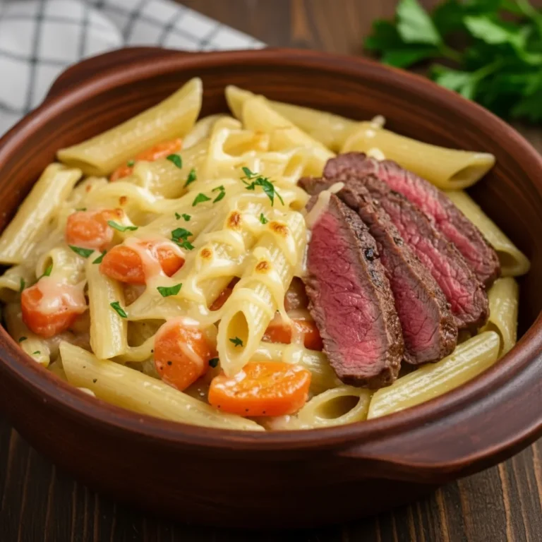Cheesy Philly Cheese Steak Pasta