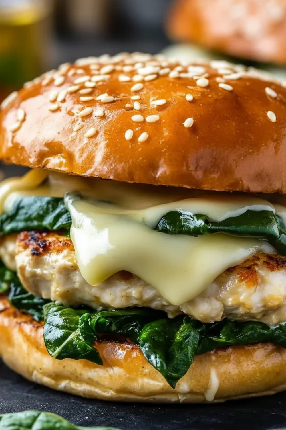White Cheddar Spinach Chicken Burgers