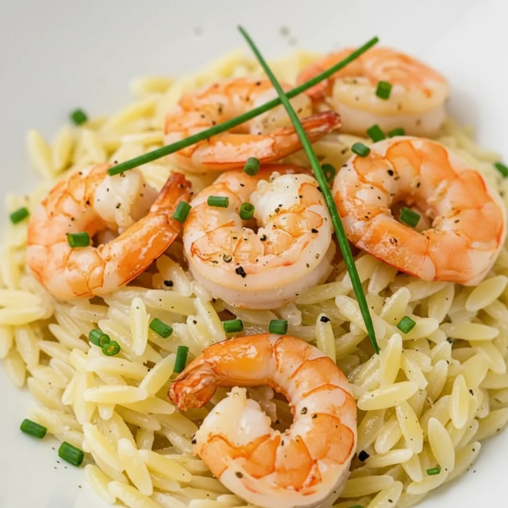 Lemon Garlic Shrimp Orzo Dish