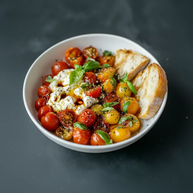 Roasted Tomatoes Burrata Balsamic Dish