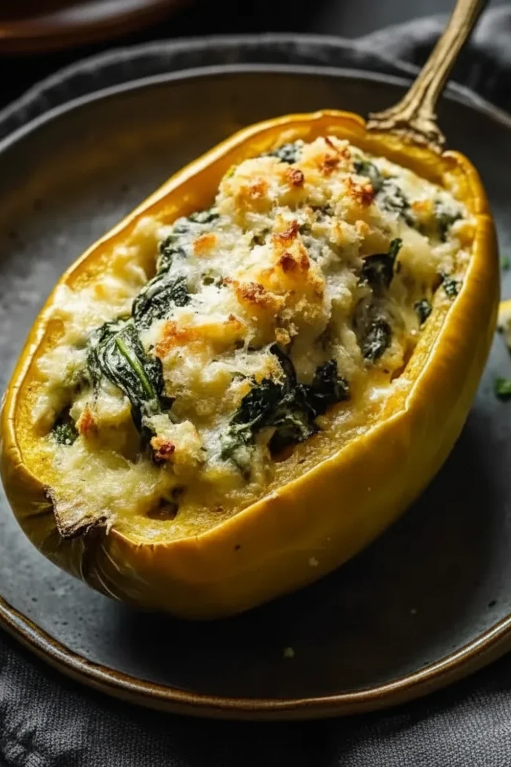 Spinach Artichoke Stuffed Spaghetti Squash