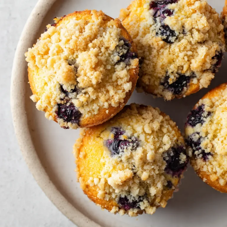 Bakery-Style Lemon Blueberry Muffins With Crumb Topping