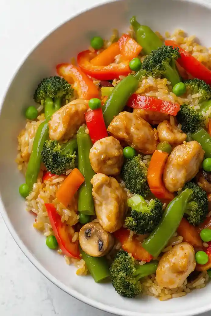 Chicken and Vegetable Stir-Fry with Brown Rice