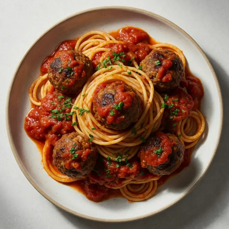 Classic Italian Spaghetti & Meatballs In Tomato Sauce