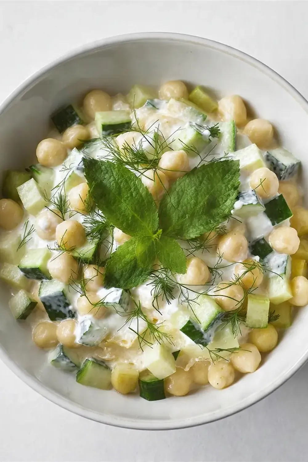 Creamy Chickpea & Cucumber Salad with Yogurt Dressing