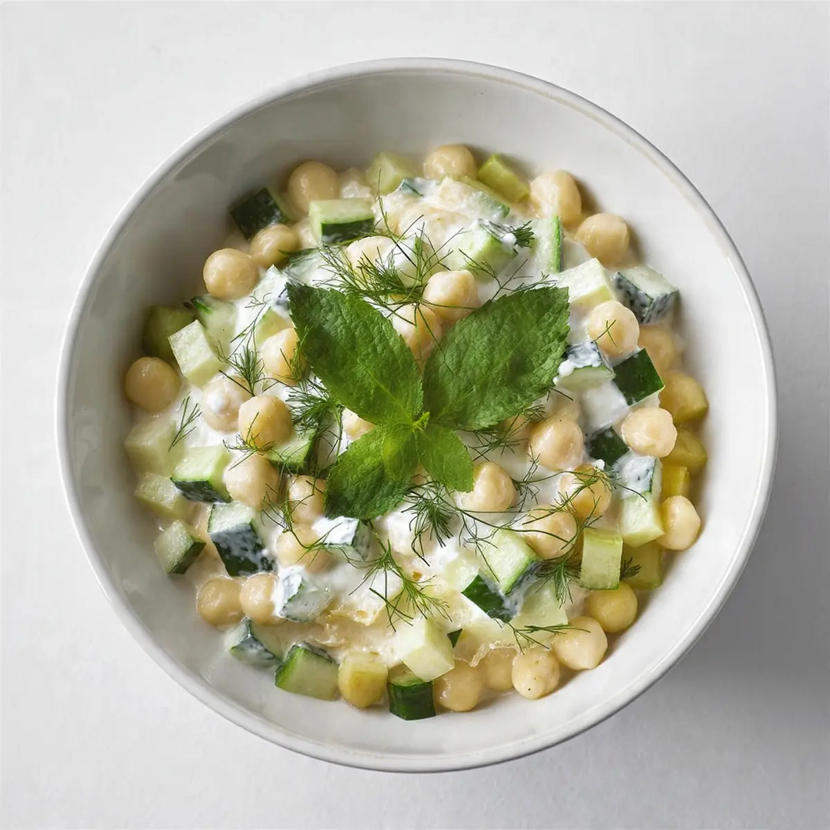 Creamy Chickpea & Cucumber Salad With Yogurt Dressing