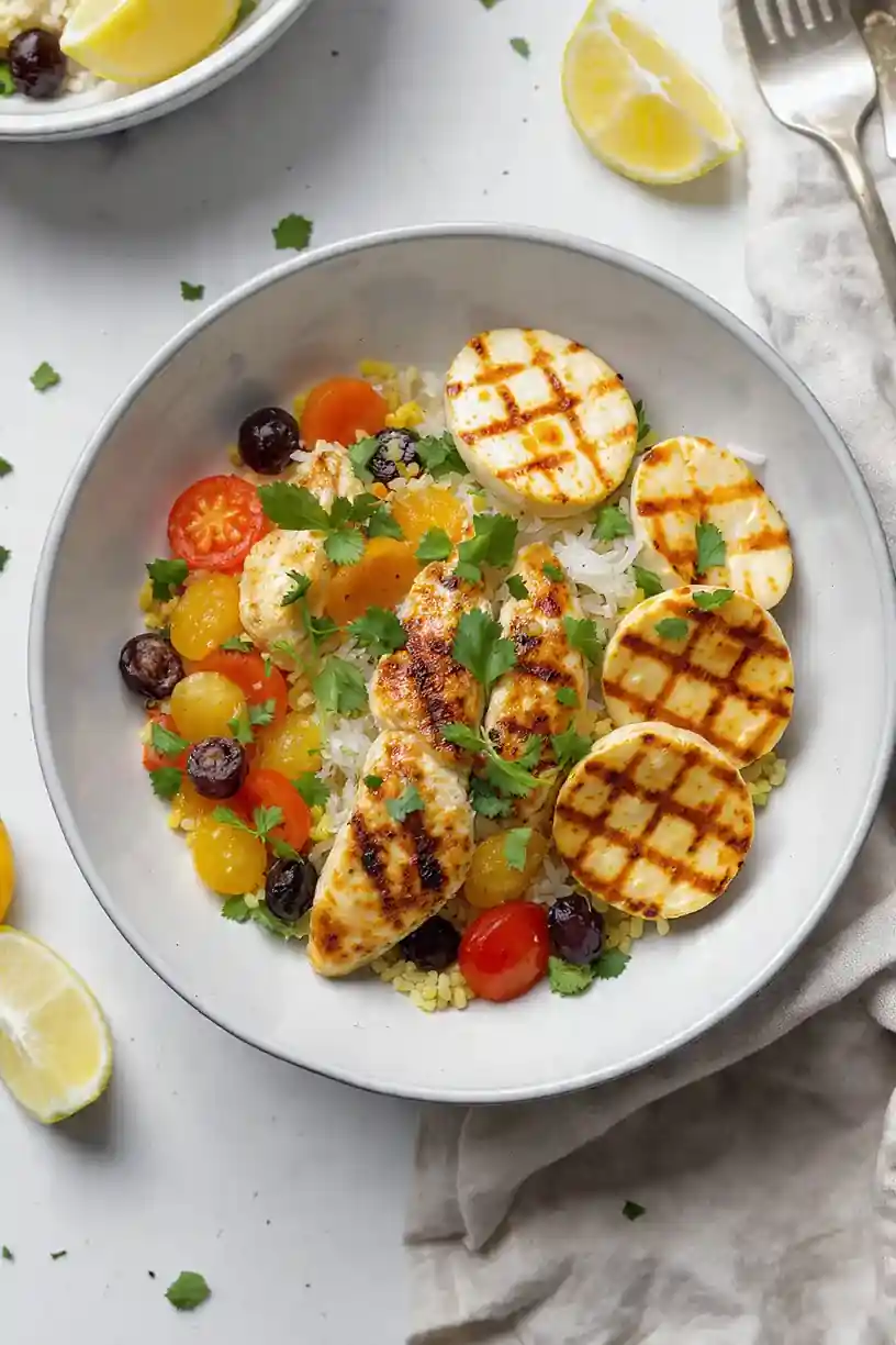 Grilled Halloumi & Chicken Bowl