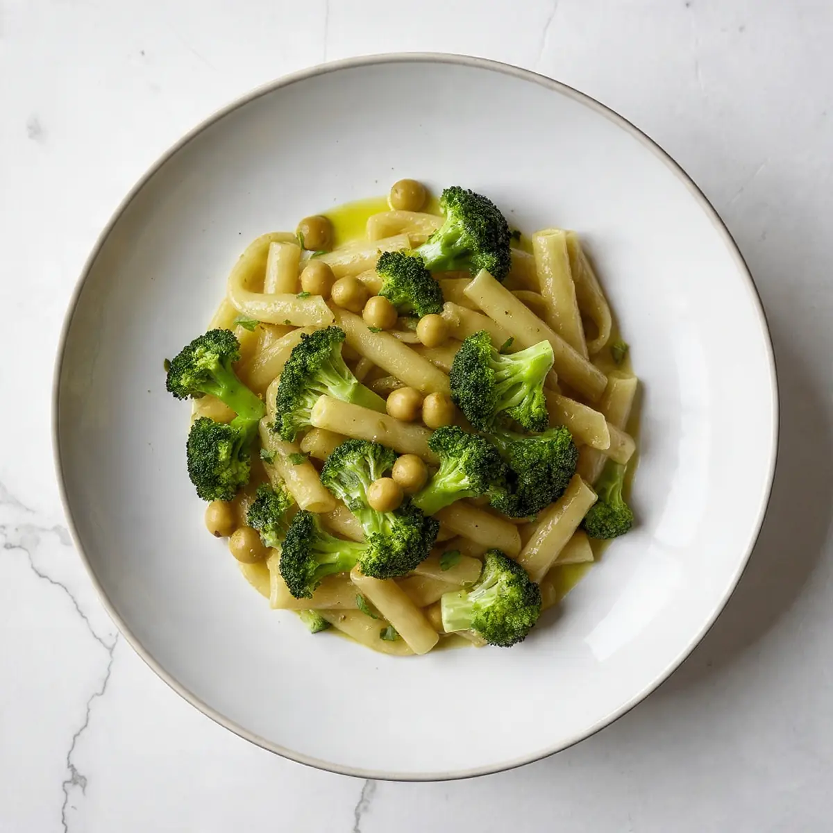 Healthy Broccoli Chickpea Pasta With Garlic Olive Oil