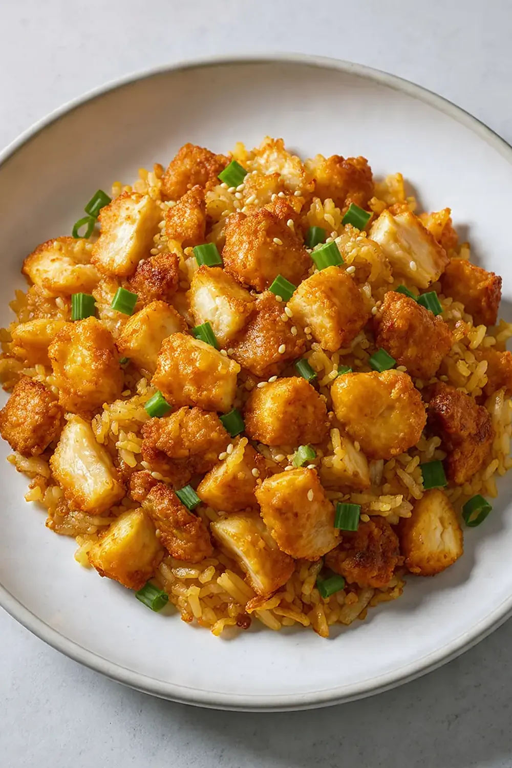 High-Protein Crispy Garlic Chicken Fried Rice
