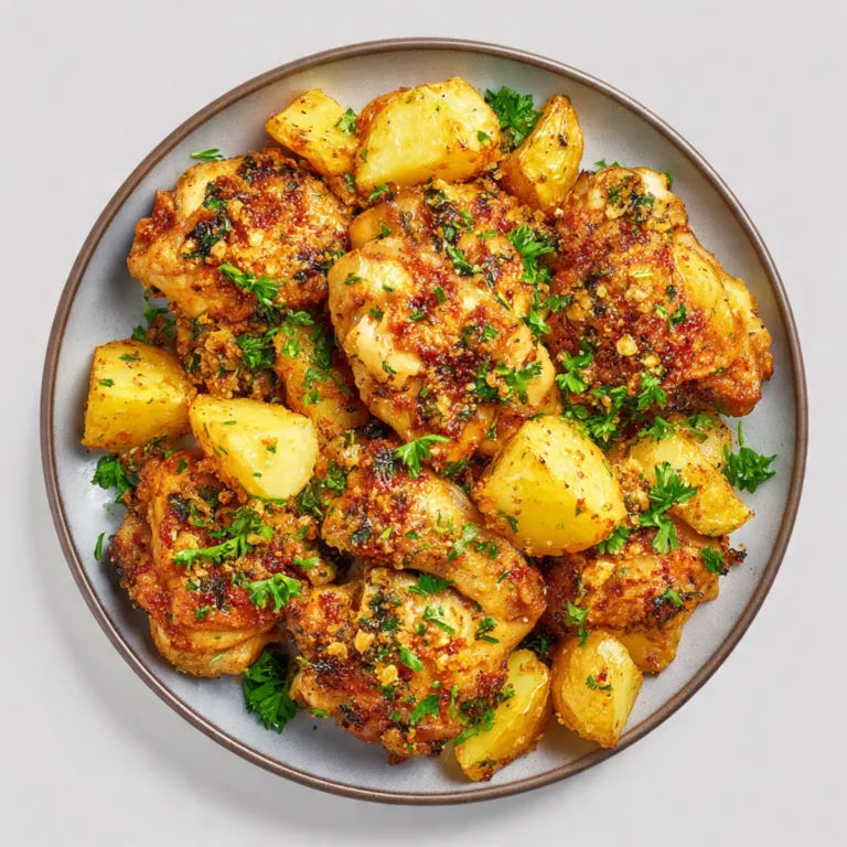 Mouthwatering Garlic Parmesan Chicken & Potatoes Bake