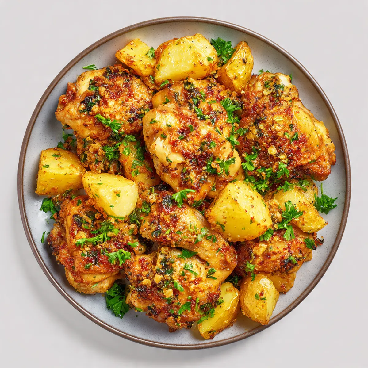 Mouthwatering Garlic Parmesan Chicken & Potatoes Bake