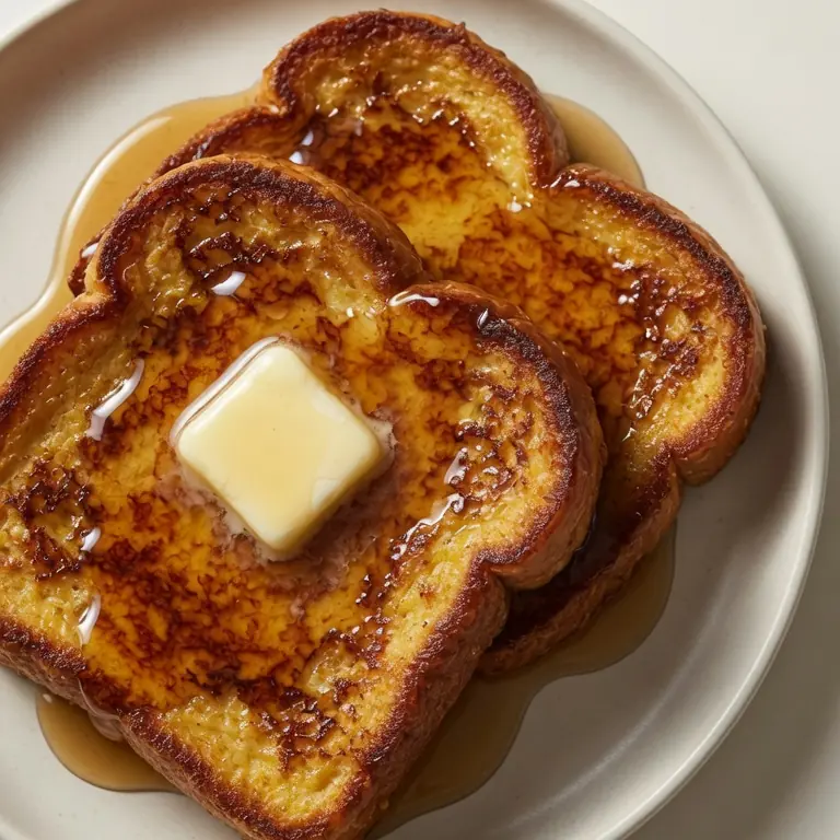 Perfect Homemade French Toast With Butter & Maple Syrup