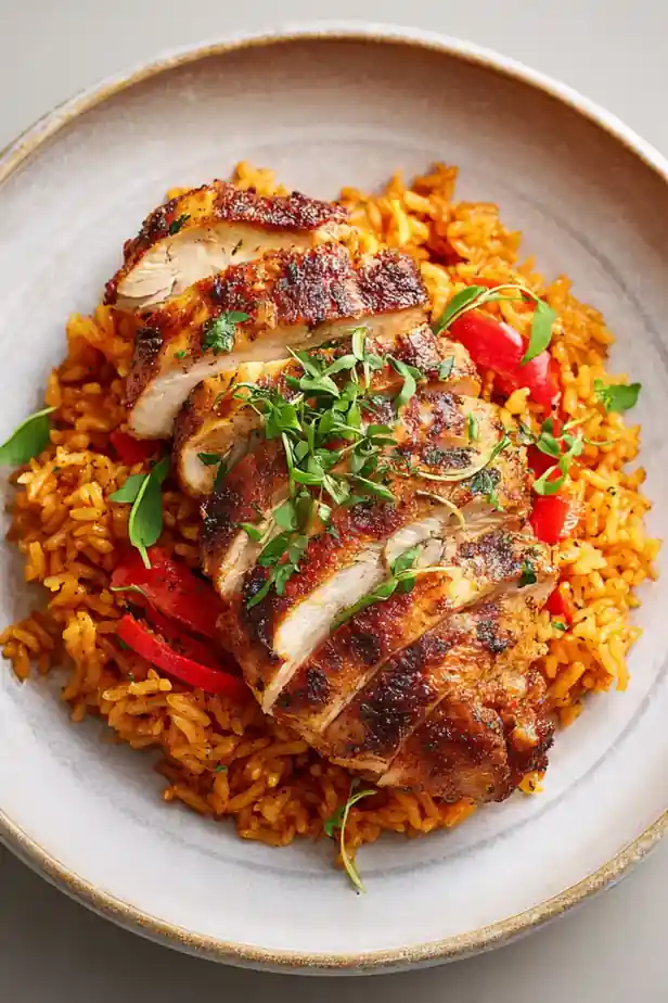 Roasted Red Pepper Cajun Chicken and Rice