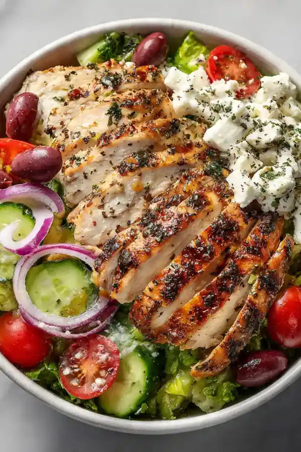 Simple Greek Salad Chicken Bowl