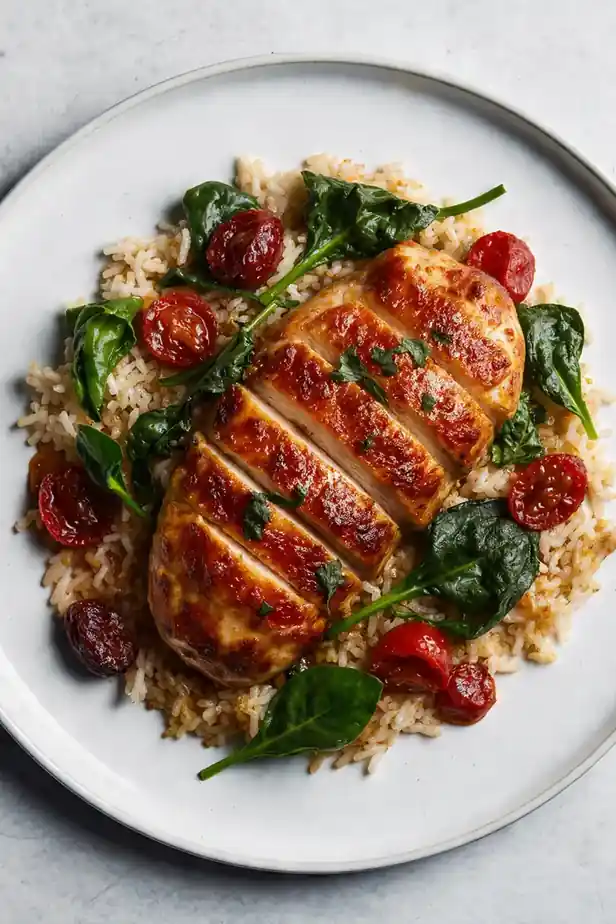 Spinach and Sundried Tomato Cajun Chicken and Rice