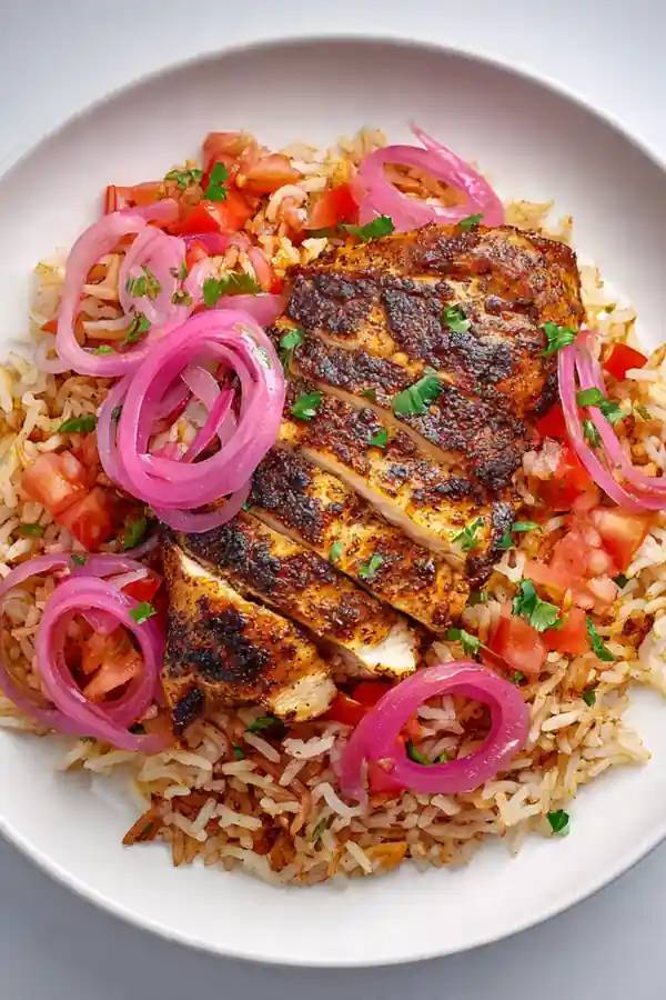 Tangy Pickled Onion Cajun Chicken and Rice
