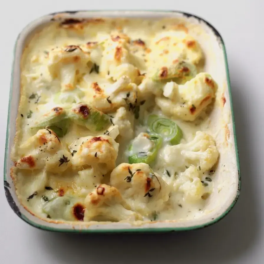 Creamy Cauliflower & Leek Gratin