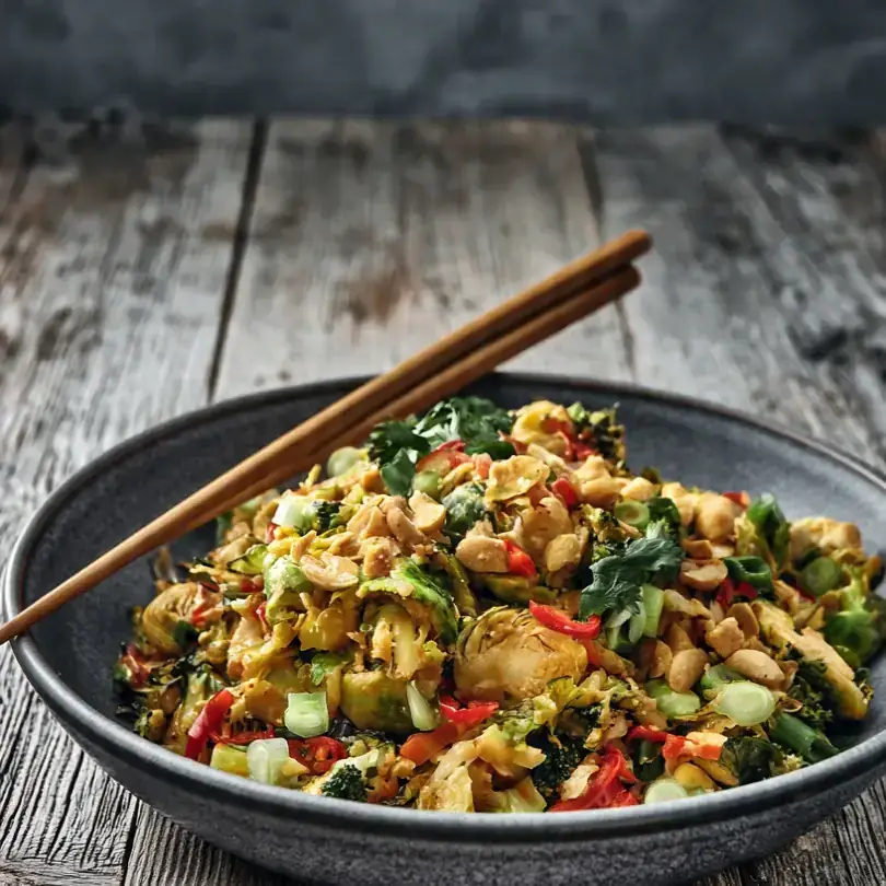 Thai Peanut Brussels Sprouts Stir-Fry
