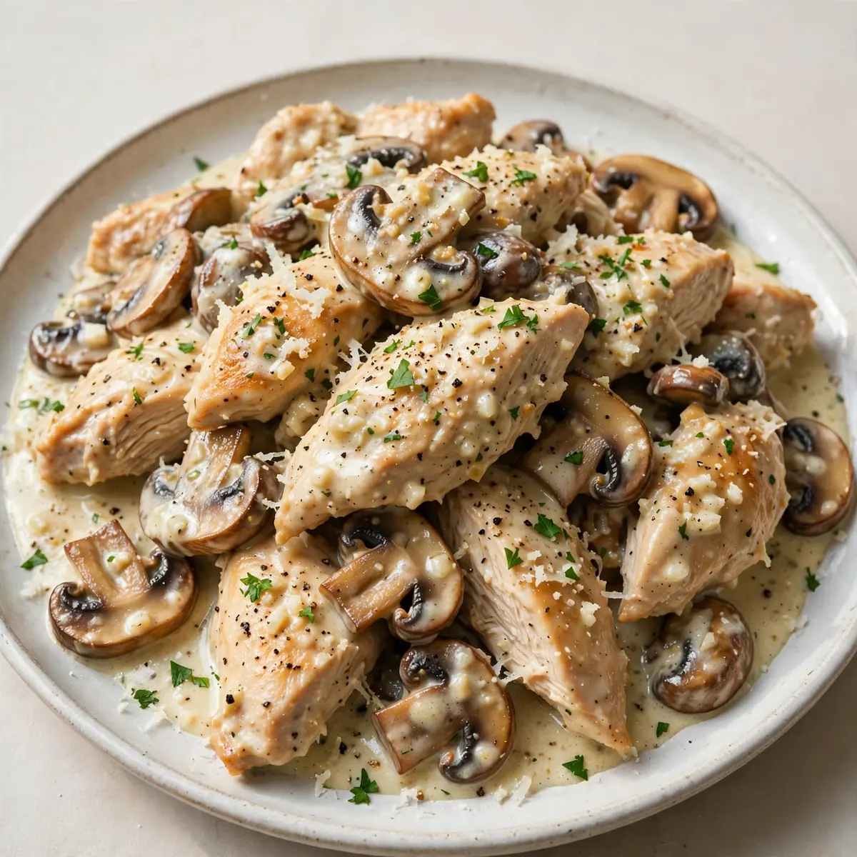 Quick Creamy Garlic Chicken And Mushrooms