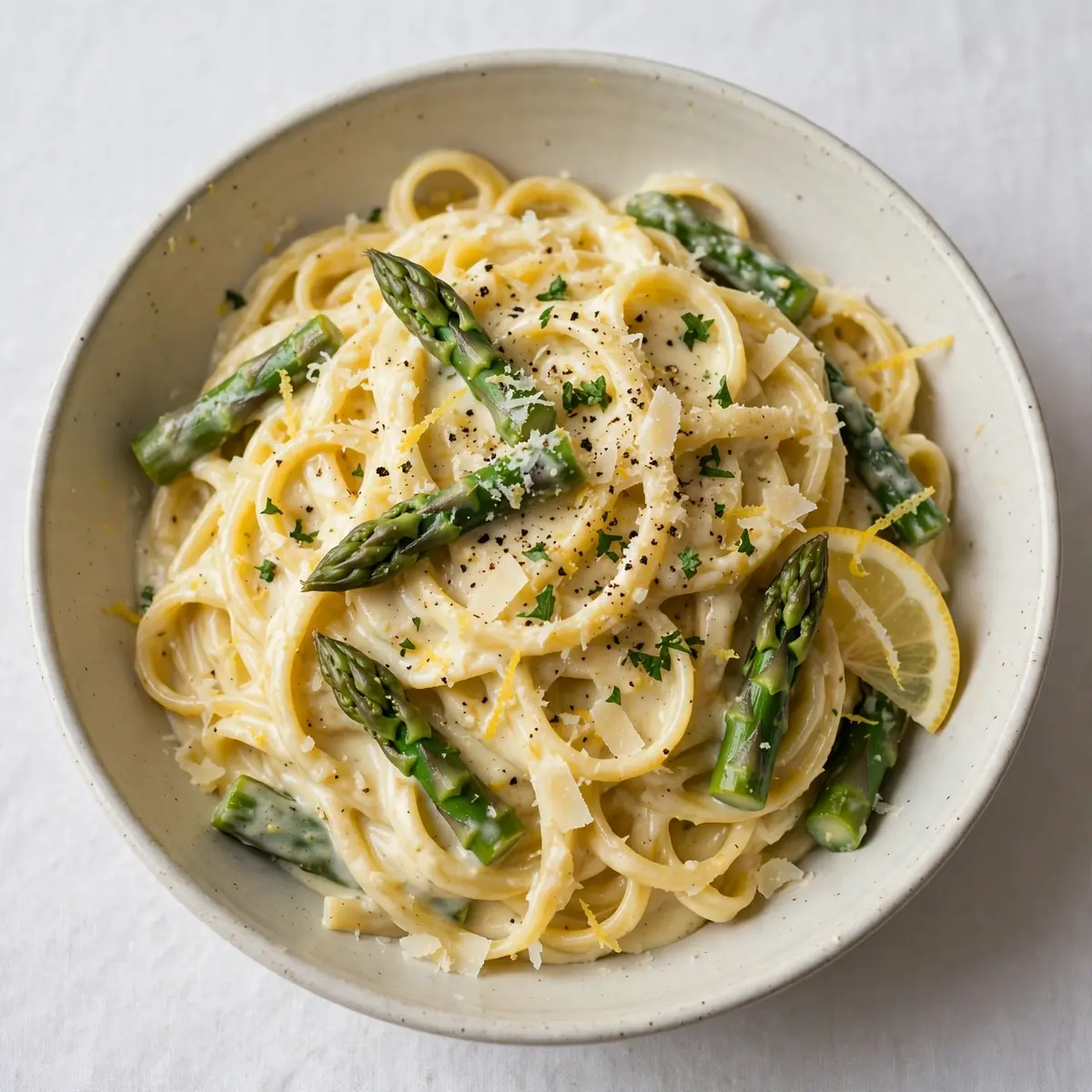Quick Creamy Lemon Asparagus Pasta