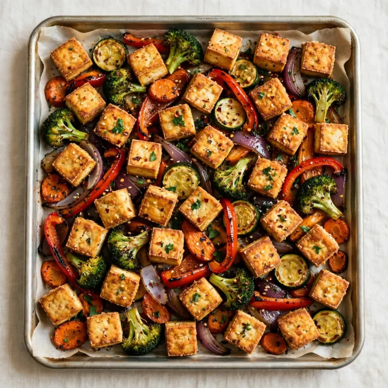 Quick Crispy Tofu And Vegetable Sheet Pan Dinner
