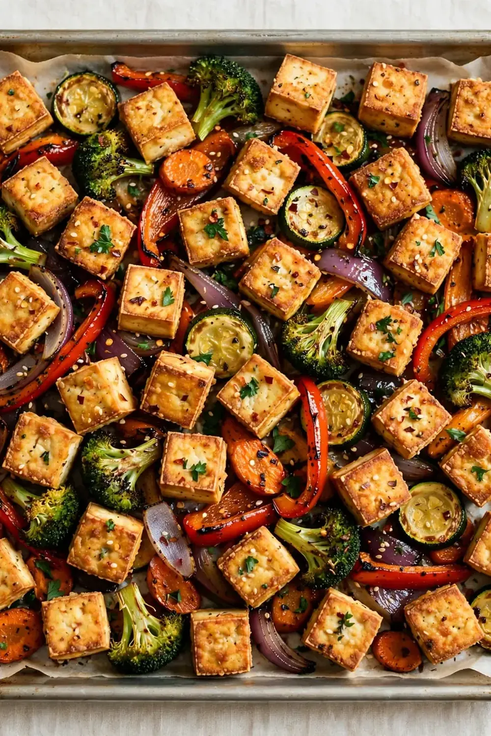 Crispy Tofu and Vegetable Sheet Pan Dinner