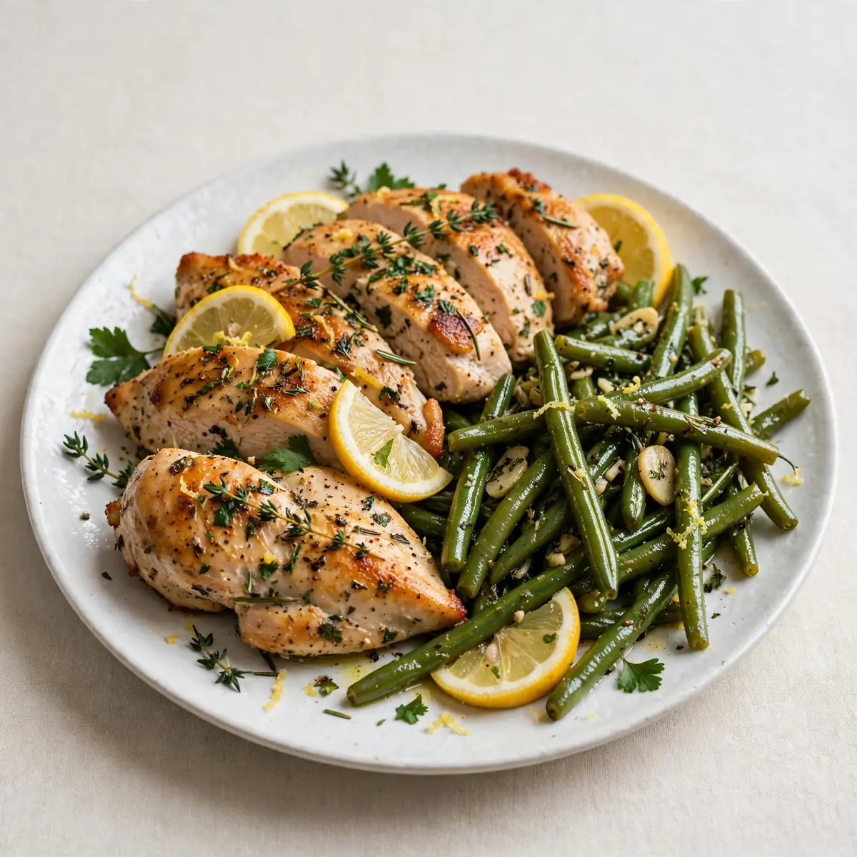 Quick Lemon Herb Chicken With Green Beans