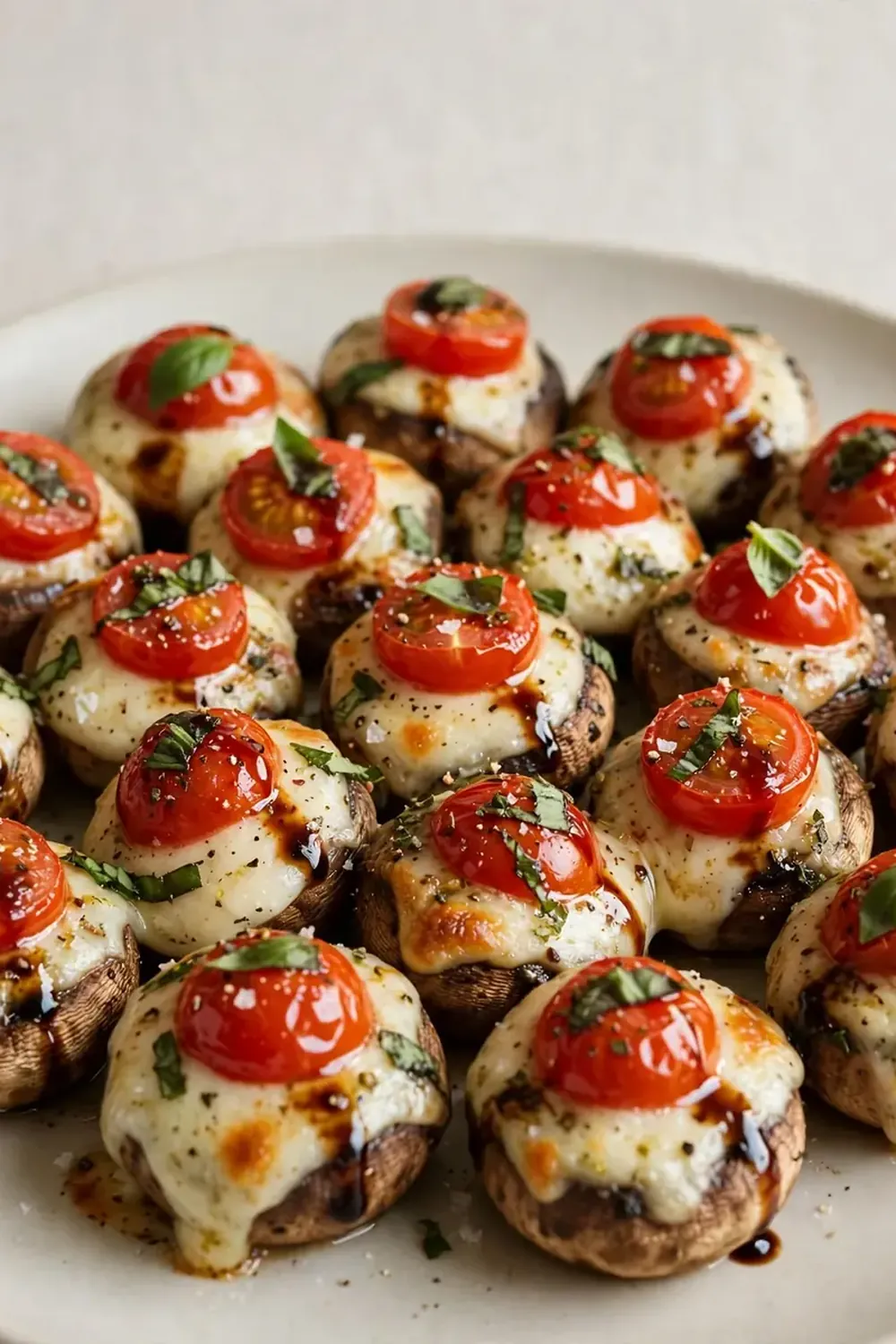 Mini Caprese Stuffed Mushrooms