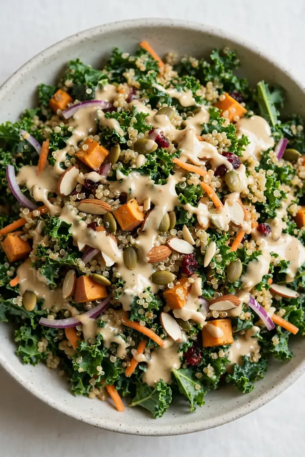 Kale Quinoa Salad with Maple Tahini Dressing