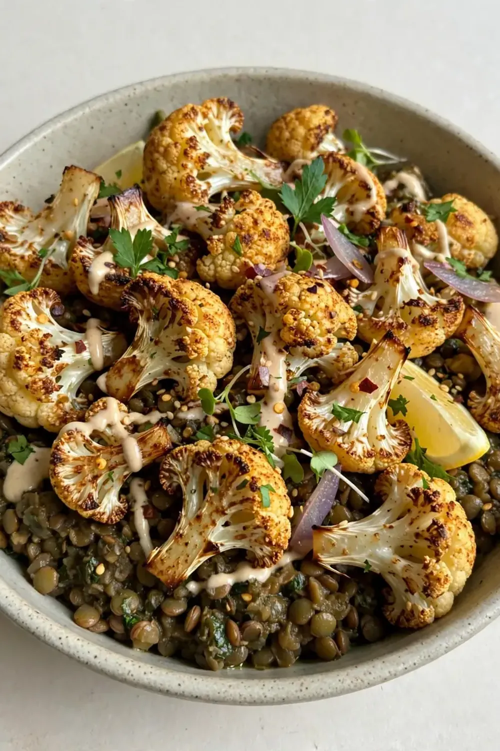 Roasted Cauliflower and Lentil Bowls