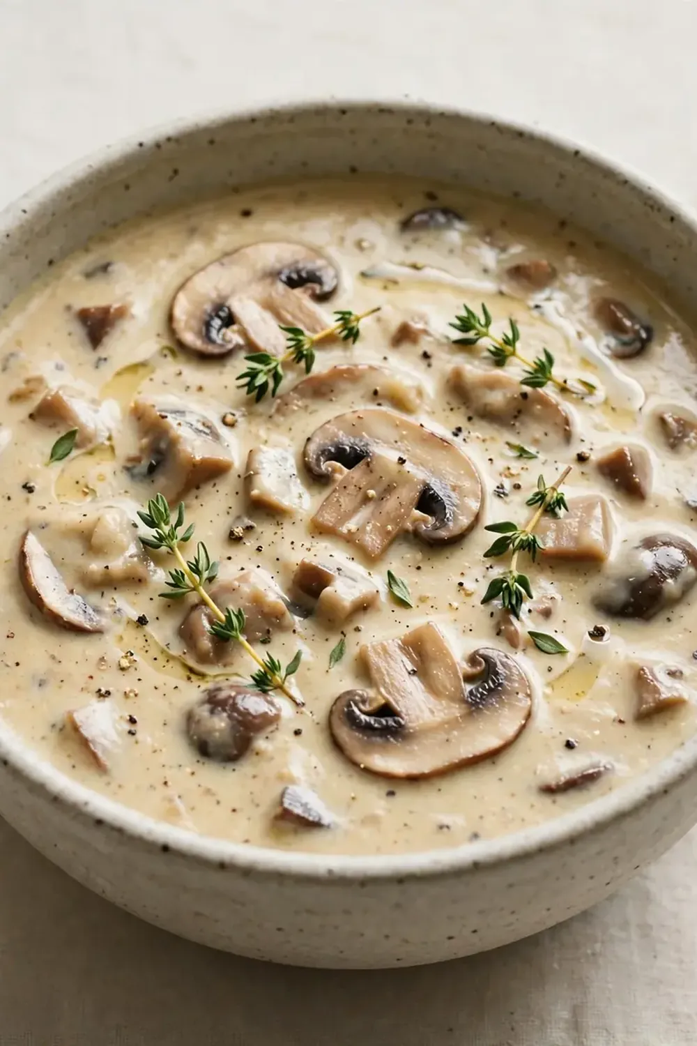 creamy mushroom soup with thyme