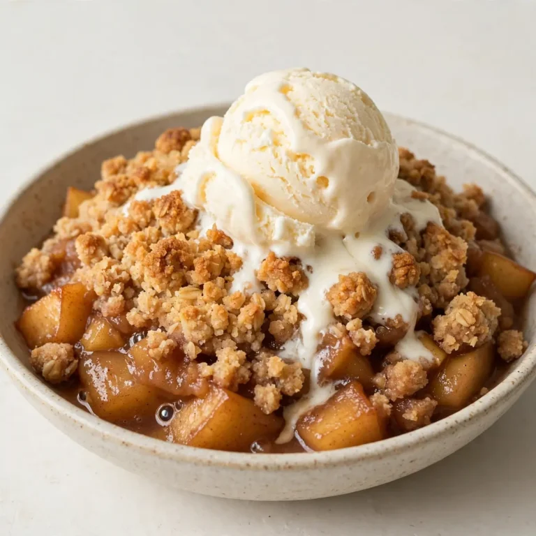 Cozy Fall Apple Crumble with Vanilla Ice Cream