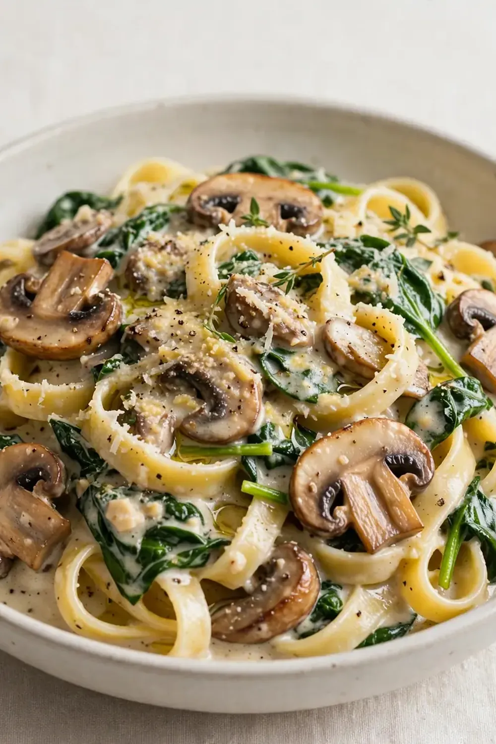 creamy mushroom and spinach pasta