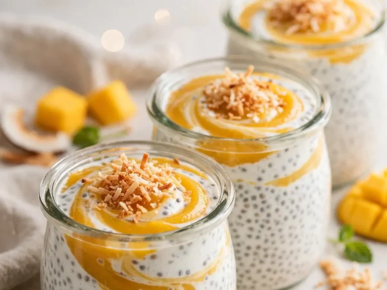 No-Bake Mango Coconut Chia Pudding Jars