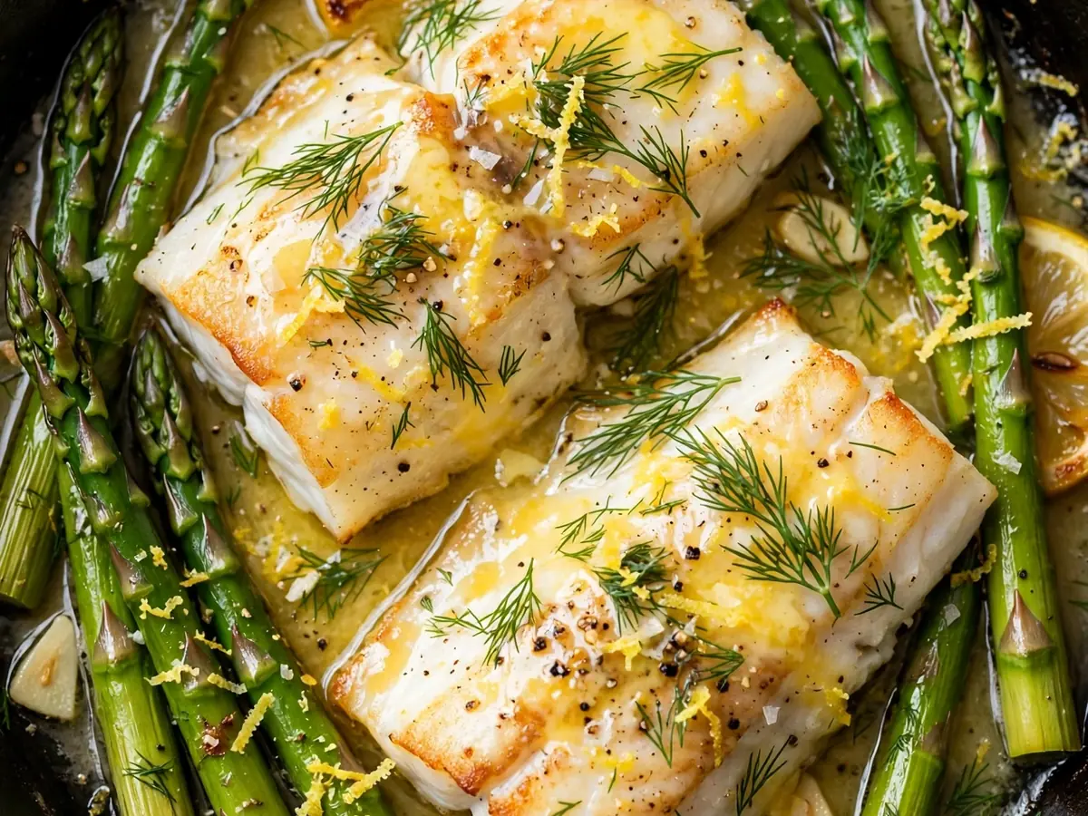One-Pan Lemon Butter Cod with Asparagus