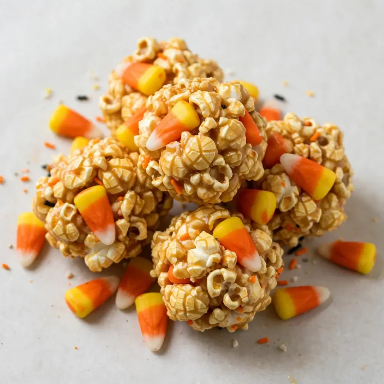Quick Halloween Candy Corn Popcorn Balls