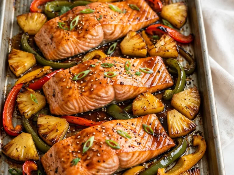 Sheet Pan Teriyaki Salmon with Pineapple and Peppers