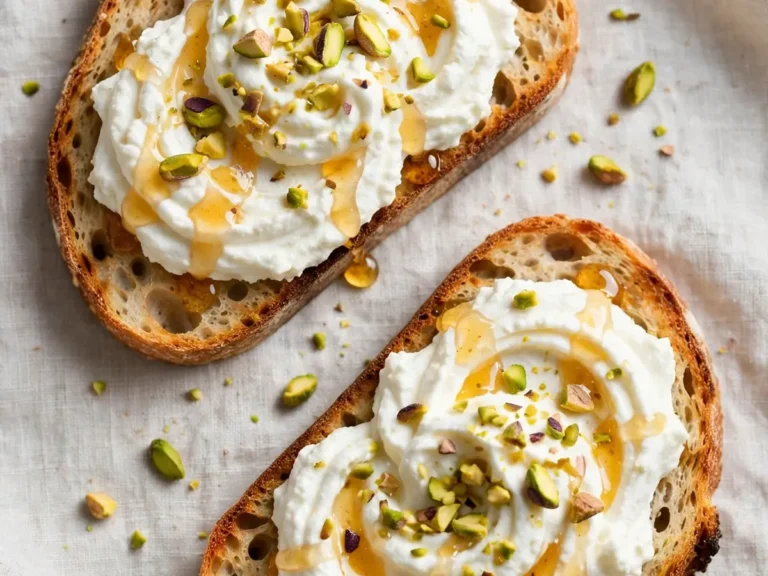 Whipped Ricotta Toast with Honey and Pistachios